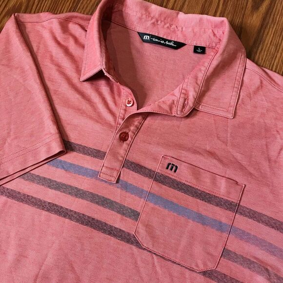 Travis Mathew Other - Travis Mathew Mens Large Striped Polo Shirt Heather Red